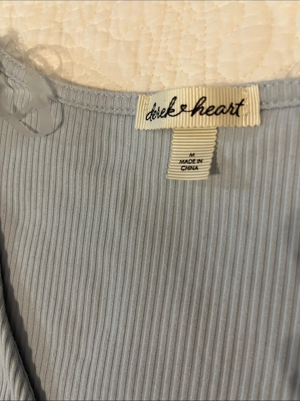 Light Blue Ribbed Button-Front V-Neck Top - Picture 2 of 4